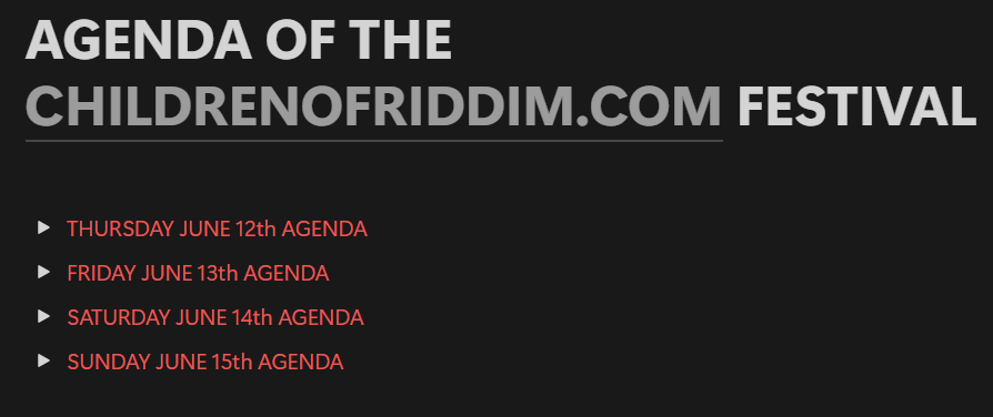 FESTIVAL AGENDA